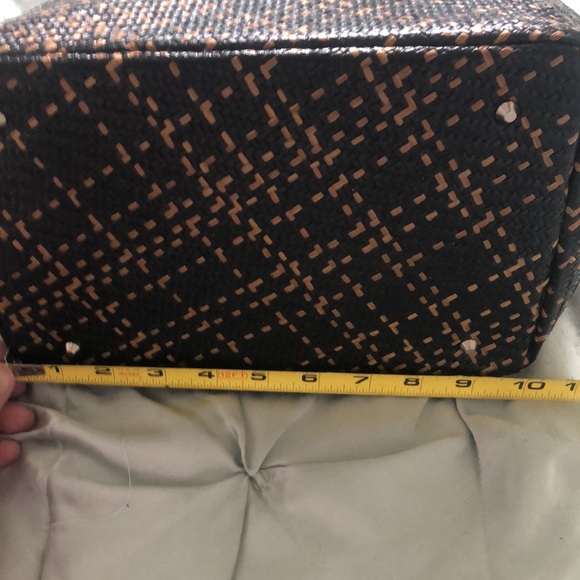 Talbots Brown and Tan Straw Bag with Plastic Tortoiseshell Handles - Picture 10 of 11